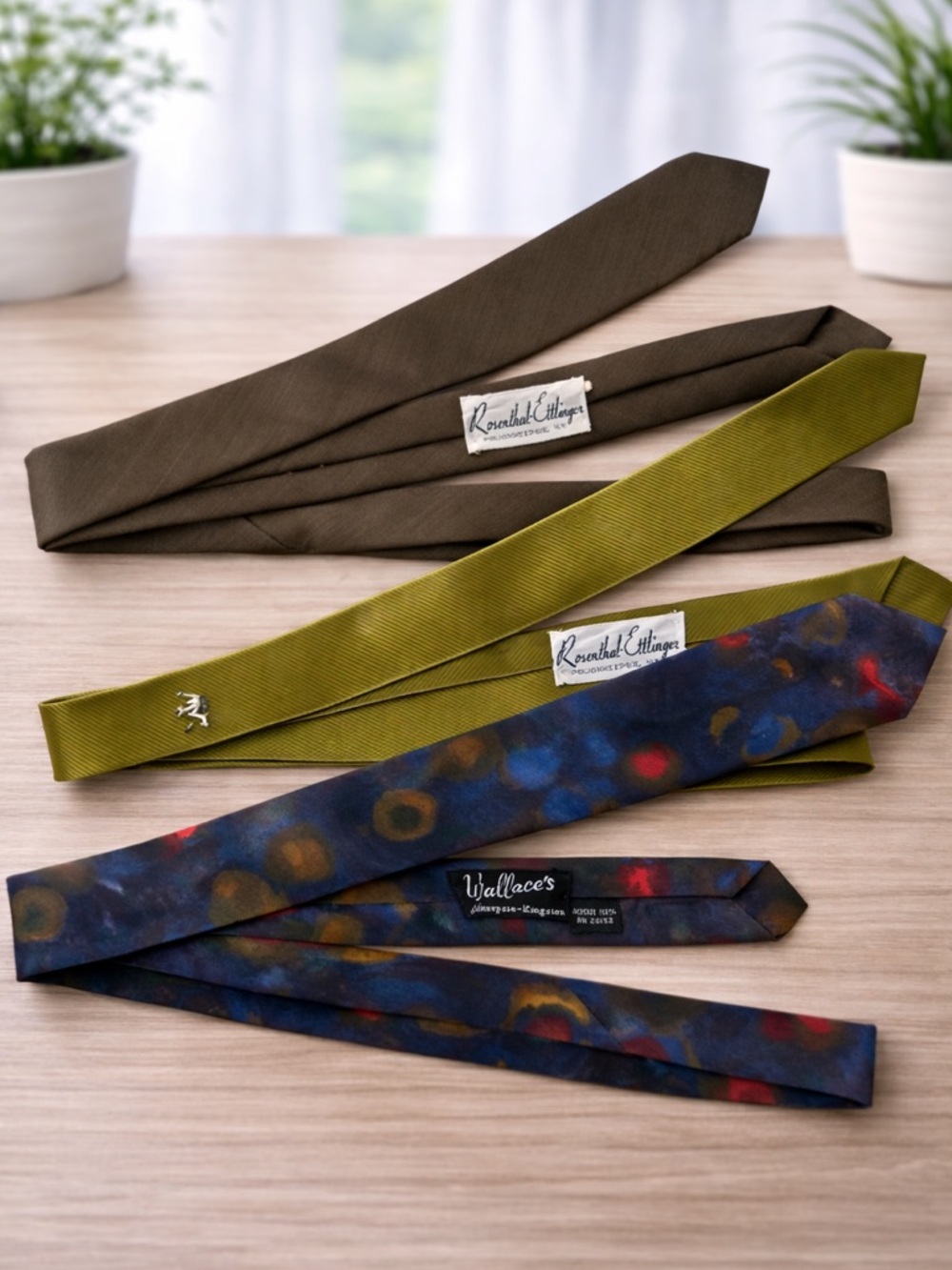 Vintage tie lot – material unknown (likely polyester/silk blend)